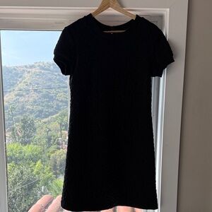 Black Short Sleeve Textured Shift Mini Dress by Zara